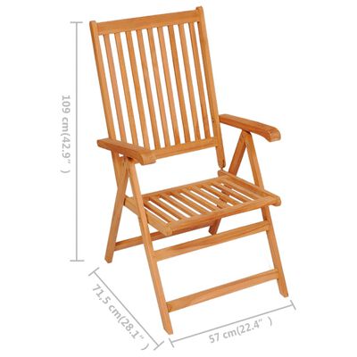 vidaXL Krzesła ogrodowe, 6 szt., szare poduszki, drewno tekowe