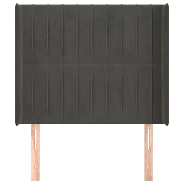 vidaXL Zagł&oacute;wek uszak, ciemnoszary, 83x16x118/128 cm, aksamit