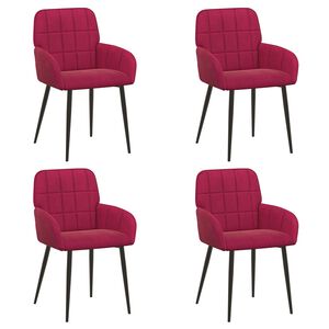 vidaXL Krzesła jadalne 4 szt. Welur Czerwone wino 57 x 50 x 85 cm
