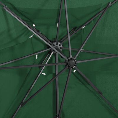 vidaXL Parasol wiszący z podwójną czaszą, zielony, 250x250 cm