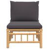 vidaXL Środkowa sofa ogrodowa z ciemnoszarymi poduszkami, bambusowa