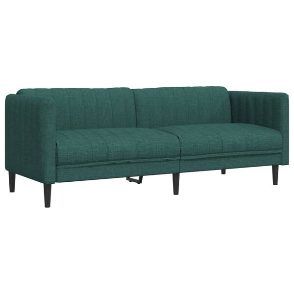 vidaXL Sofa 3-osobowa, ciemnozielona, tapicerowana tkaniną