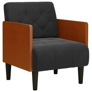 vidaXL Sofa Fotel z Podłokietnikami Czarny 55 cm Aksamit