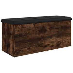 vidaXL Ławka ze schowkiem, przydymiony dąb, 102x42x45 cm