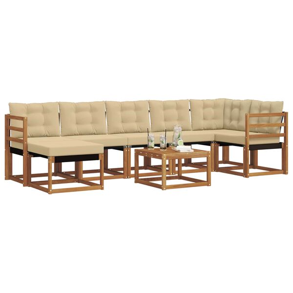 vidaXL Zestaw sof na zewnątrz z poduszką 8 pcs Naturalny i Beżowy