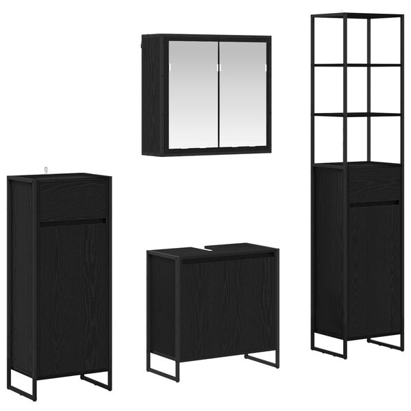 vidaXL Zestaw mebli łazienkowych Czarny Dąb Materiał drewnopochodny