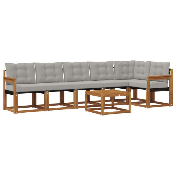 vidaXL Zestaw sof na zewnątrz z poduszką 7 pcs Naturalny i Jasny Szary