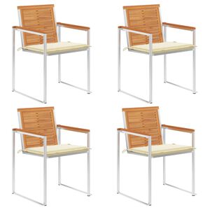 vidaXL Krzesła ogrodowe z poduszkami, 4 szt., lite drewno akacjowe