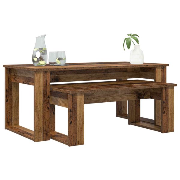 vidaXL Zestaw stolik&oacute;w kawowych 2 pcs Stare drewno