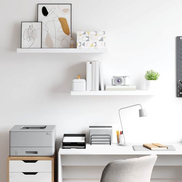 vidaXL P&oacute;łki ścienne, 2 szt, białe, 80x23,5x3,8 cm, MDF