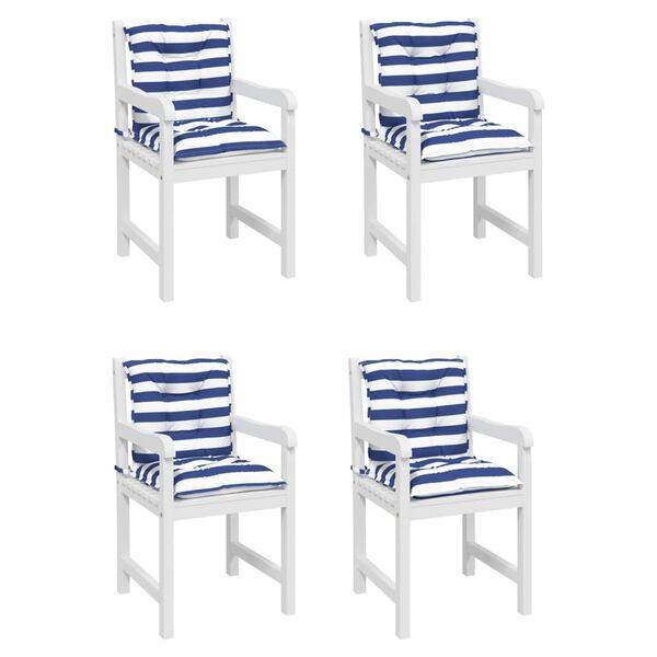 vidaXL Poduszki na krzesła z niskim oparciem, 4 szt., niebiesko-białe
