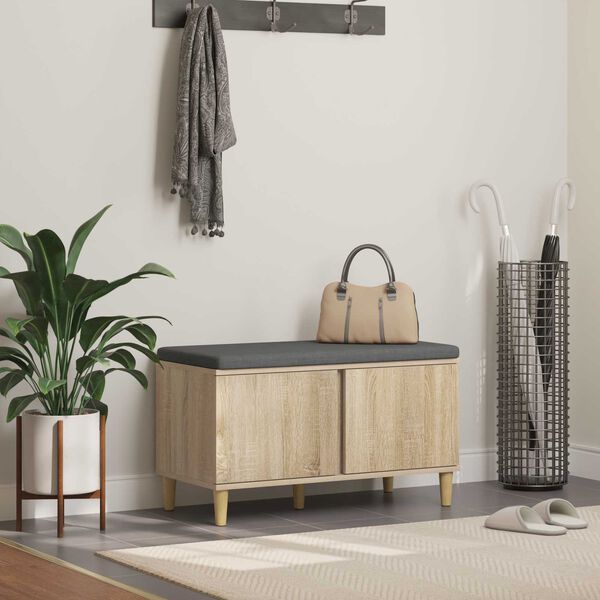 vidaXL Ławka w przedpokoju z poduszką Dąb Sonoma 60 x 38 x 46 cm