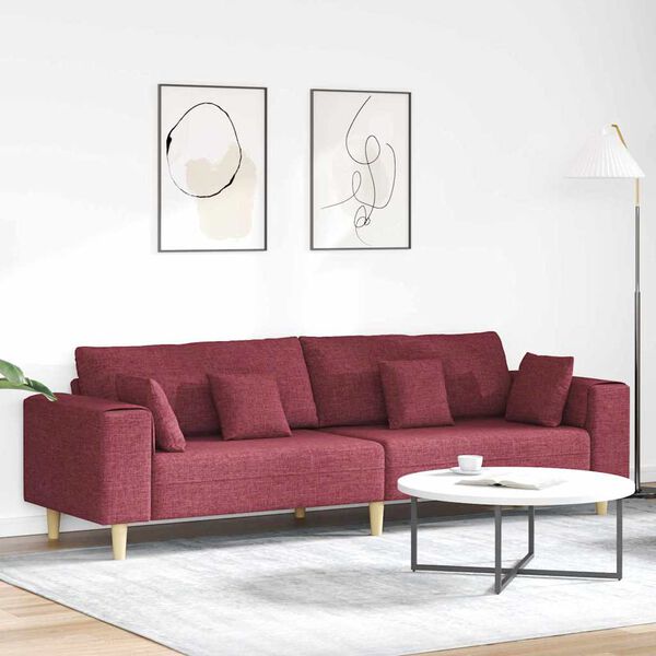 vidaXL Sofa z poduszką Czerwone wino 250 x 77 x 76 cm tkanina