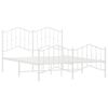 vidaXL Metalowa rama łóżka z wezgłowiem i zanóżkiem, biała, 135x190 cm