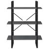 vidaXL 3-poziomowy regał na książki, szary, 80x30x105 cm, lita sosna