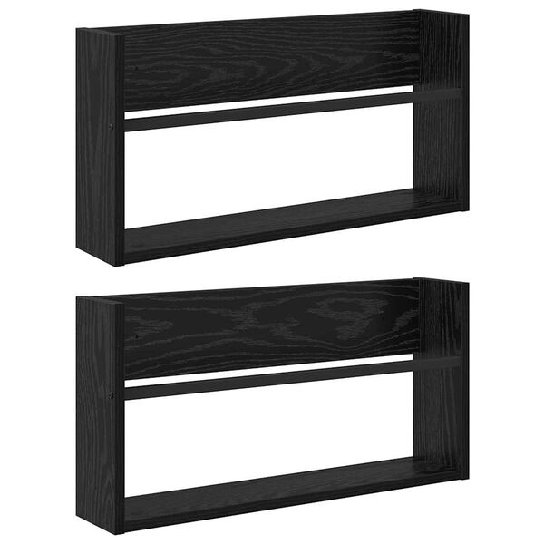 vidaXL Regał na gazety z p&oacute;łką 2 pcs Czarny Dąb 60 x 12 x 30 cm