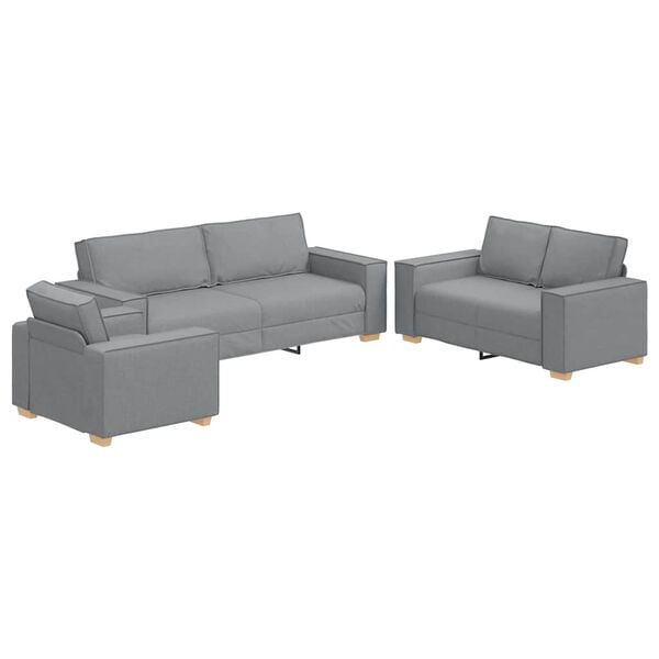 vidaXL Sofa 3 pcs Jasnoszary 220 x 80 x 84 cm Tkanina lniana