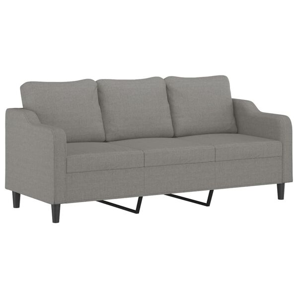 vidaXL Sofa 3-osobowa, ciemnoszara, 180 cm, tapicerowana tkaniną