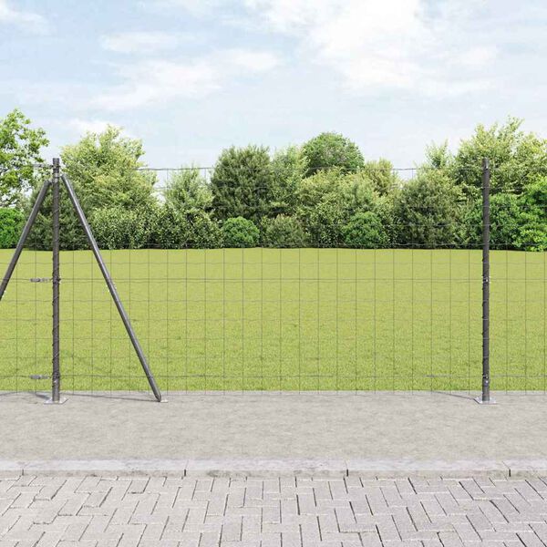 vidaXL Ogrodzenie z słupkiem Szary 1,2 x 25 m Stal
