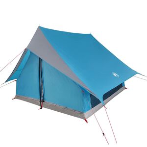 vidaXL Namiot rodzinny z dachem Niebieski i szary 256 x 256 x 185 cm