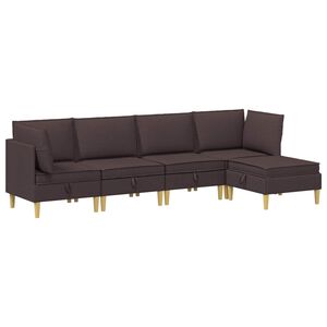 vidaXL Modularny Zestaw Sofy z Przechowalnią 5 szt. Ciemny brąz