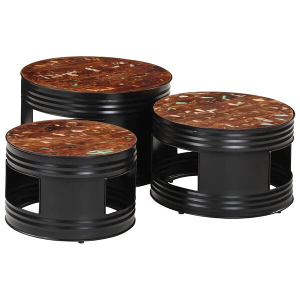 vidaXL Stoliki barowe w kształcie beczek, 3 szt., drewno z odzysku