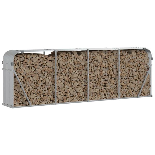 vidaXL Stojak na drewno, srebrny, 300x45x100 cm, stal galwanizowana