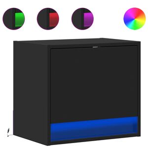 vidaXL Wisząca szafka nocna z podświetleniem LED, czarna