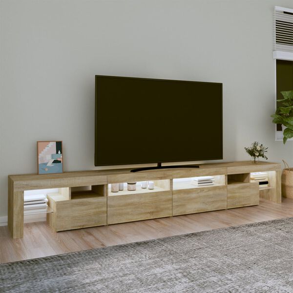 vidaXL Szafka pod TV z oświetleniem LED, dąb sonoma, 260x36,5x40 cm