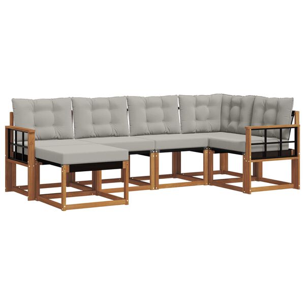 vidaXL Zestaw sof na zewnątrz z poduszką 6 pcs Naturalny i Jasny Szary