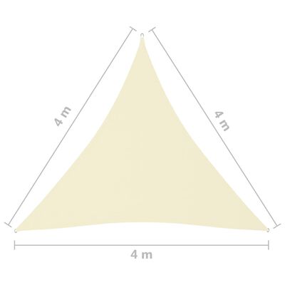 vidaXL Żagiel ogrodowy, tkanina Oxford, trójkątny, 4x4x4 m, kremowy