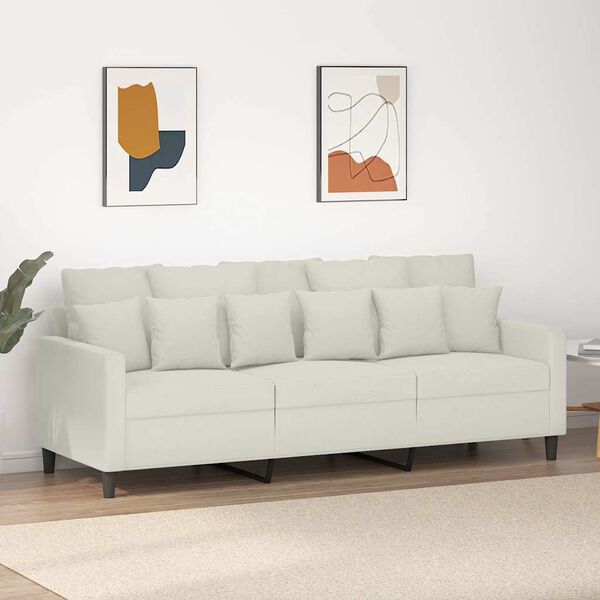 vidaXL Sofa 3-osobowa, kremowy, 180 cm, tapicerowana aksamitem