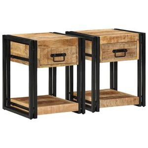 vidaXL Szafki nocne, 2 szt., 40x40x50 cm, lite drewno surowe mango