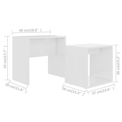 vidaXL Zestaw stolików kawowych, biały na wysoki połysk, 48x30x45 cm