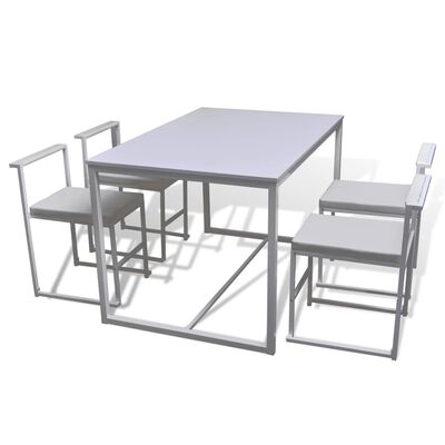 vidaXL 5-elementowy zestaw do jadalni: stół i krzesła, biały