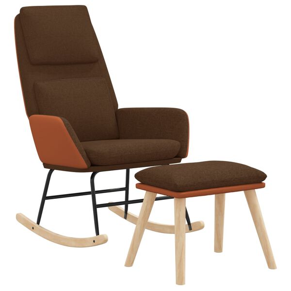 vidaXL Fotel bujany z podn&oacute;żkiem, brązowy, obity tkaniną