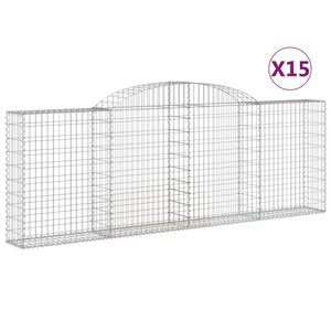 vidaXL Kosze gabionowe, 15 szt, 300x30x100/120cm, galwanizowane żelazo
