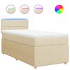 vidaXL Ł&oacute;żko kontynentalne z materacem, kremowe, tkanina, 90x200 cm