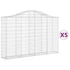 vidaXL Kosze gabionowe, 5 szt, 200x30x120/140 cm, galwanizowane żelazo