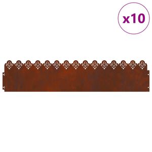 vidaXL Obrzeża trawnikowe 10 szt. 103 x 0,05 x 22 cm Stal kortenowska