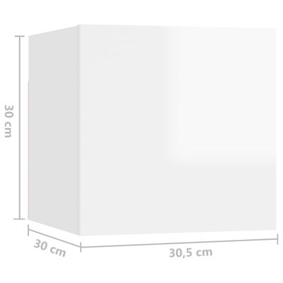 vidaXL Szafka nocna, wysoki połysk, biała, 30,5x30x30 cm, płyta