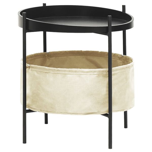 vidaXL Stolik boczny z koszem, 40x40x45,5 cm, kremowy