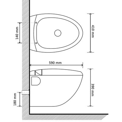 vidaXL Podwieszana toaleta owalna, zbiornik podtynkowy, czarna