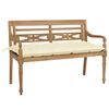 vidaXL Ławka Batavia z kremową poduszką, 120 cm, lite drewno tekowe