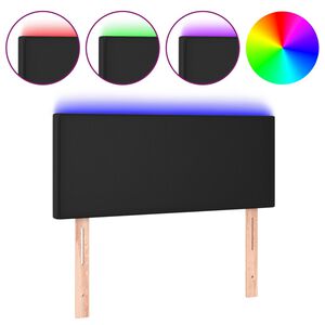 vidaXL Zagł&oacute;wek do ł&oacute;żka z LED, czarny, 80x5x78/88 cm, sztuczna sk&oacute;ra