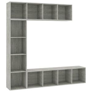 vidaXL 3-cz. regał na książki/p&oacute;łka pod TV, kolor betonu 180x30x180 cm
