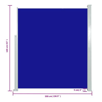 vidaXL Zwijana markiza boczna, 160 x 500 cm, niebieska