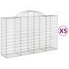 vidaXL Kosze gabionowe, 5 szt, 200x50x120/140 cm, galwanizowane żelazo