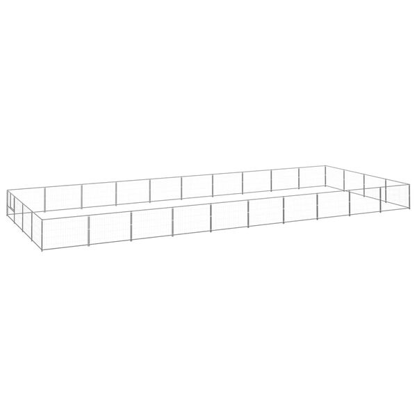 vidaXL Kojec dla psa, srebrny, 40 m&sup2;, stalowy
