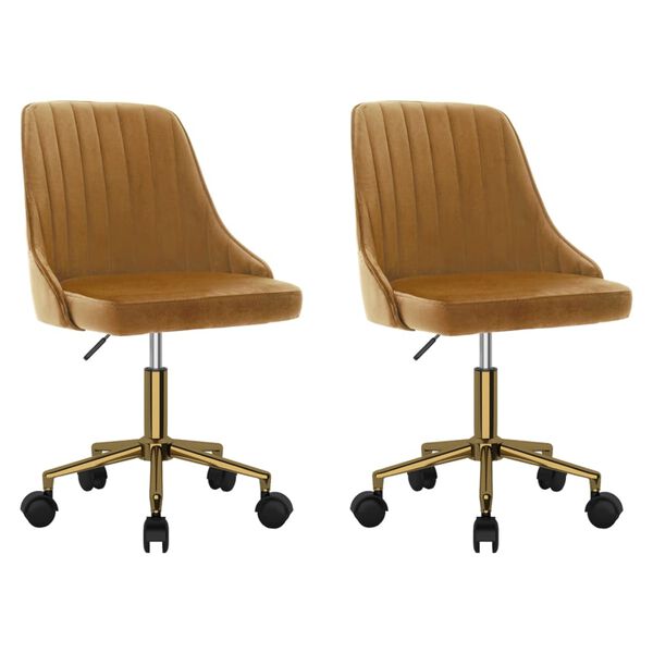 vidaXL Obrotowe krzesła stołowe, 2 szt., brązowe, aksamitne